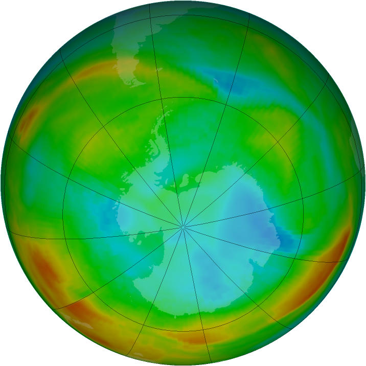 Antarctic ozone map for 22 August 1981